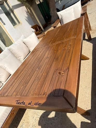 utu taxtası: Bağ/terras üçün taxta mebel dəsti - Təbii ağacdan hazırlanmış — 4
