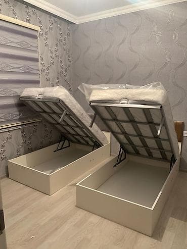 havalı doşək: Bazalı tək nəfərlik çarpayı — altı DVP ilə. Yumşaq parça başlıq — 6