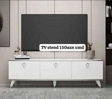 TV altlığı: TV stend – 150 AZN - Minimalist dizayn, ağ rəng - 3 qapılı saxlama — 1