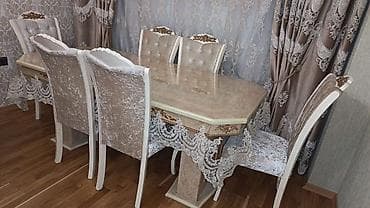 Qonaq otağı üçün, İşlənmiş, Oval masa, 6 stul