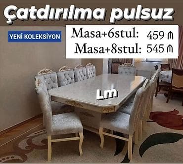 tabletka stullar: Yeni kolleksiya yemək otağı dəsti - Zərif naxışlı, klassik üslubda — 1