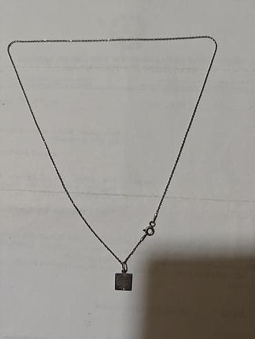 Gümüş rəngli zəncir kolye - Material: metal zəncir (gümüş rəng) — 2