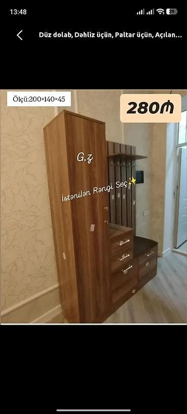 Dəhliz üçün funksional asma paltar dolabı dəsti. Ölçü: 200×140×45 sm lalafo.az -da Dəhliz üçün funksional asma paltar dolabı dəsti. Ölçü: 200×140×45 sm
