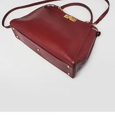 son model cantalar: Fendi Peekaboo style qadın çantası – bordo rəngli, yumşaq fakturalı — 2