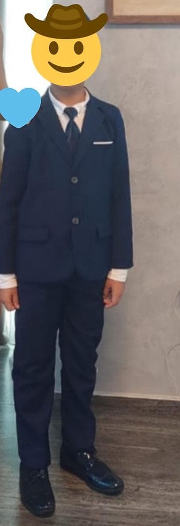 terzi: Uşaq üçün klassik kostyum dəsti+ayaqqabi - Rəng: tünd göy (navy) - — 1