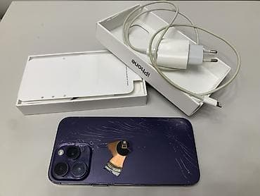 14 pro barter: IPhone 14 Pro Max, 128 GB, Deep Purple, Qırıq — 10