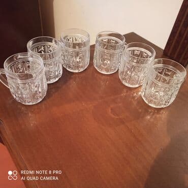 cay daslari satilir: Çay dəsti, Xrustal, 6 nəfərlik — 1