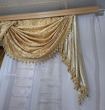 perforator satisi: İşlənmiş, Satin Pərdə, rəng - Qızılı — 2