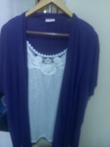 Qadın üst geyim dəsti – krujeva detallı bluz və açıq kardiqan -