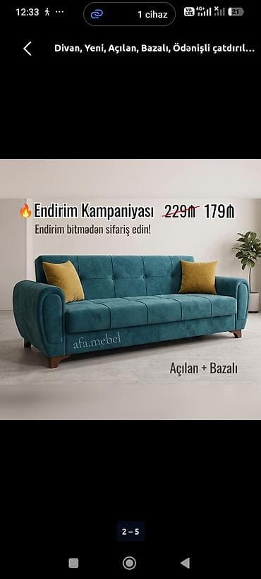 qubka: *Divan 179Azn💥* ✔️Rəng seçimi var ✔️Açılan və Bazalı ✔️ Ölçü 210sm — 4