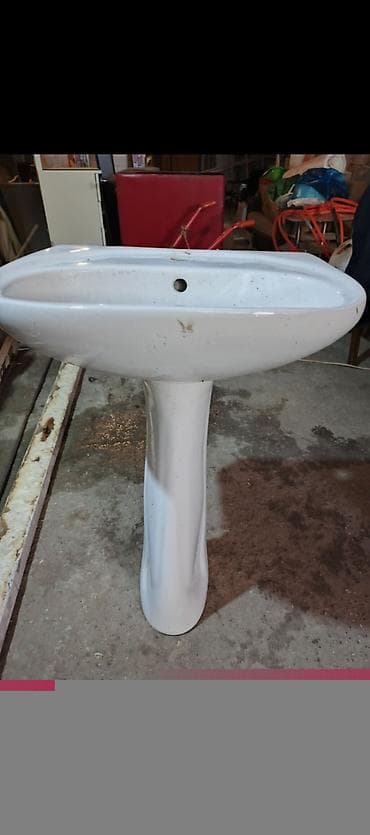 Ayaqüstü birgə keramik çanaq (pedestal lavabosu) - Material: ağ