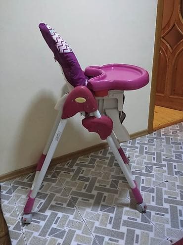oyunca: MAMALOVE uşaq yemək stulu - Rəng: çəhrayı/bənövşəyi, naxışlı oturacaq — 5