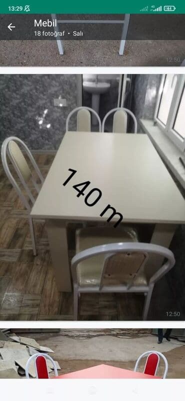 stol stul işlenmiş: Yeni, Kvadrat masa, 4 stul, Açılmayan, Stullar ilə, Metal, Azərbaycan — 10