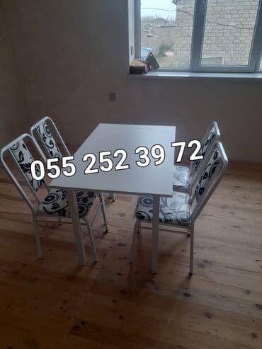 laminat qiyməti: Qonaq otağı üçün, Yeni, Açılmayan, Dördbucaq masa, 4 stul — 3