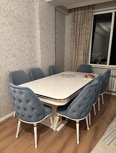 kafe stullari: Qonaq otağı üçün, Açılmayan, Dördbucaq masa, 8 stul — 1