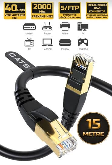 Ethernet kabeli Gold Step Türkiyədən gəlib. CAT7 15 metr 30₼ əldə var
