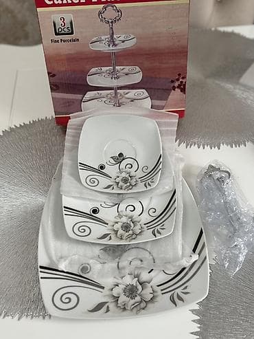 cay daşları: Tort və şiriniyyat qabı, rəng - Ağ, Farfor — 2