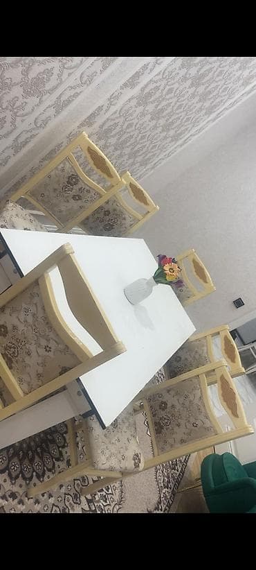 stul: Qonaq otağı üçün, İşlənmiş, 6 stul — 1