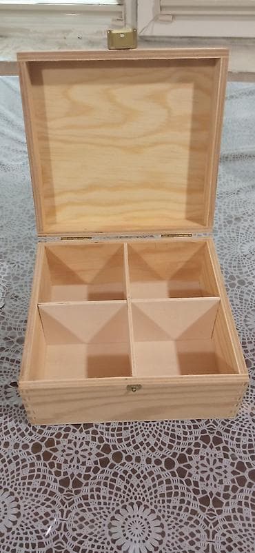 qapi dekoru: Müllers Tee Stube taxta çay qutusu - Material: təbii şam ağacı. - Üst — 2