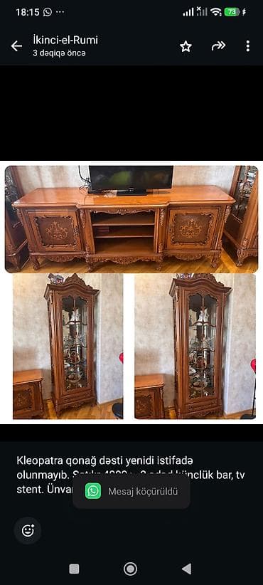 4000: Kleopatra qonağ dəsti yenidi istifadə olunmayıb. Satılır 4000₼. 2 ədəd — 1