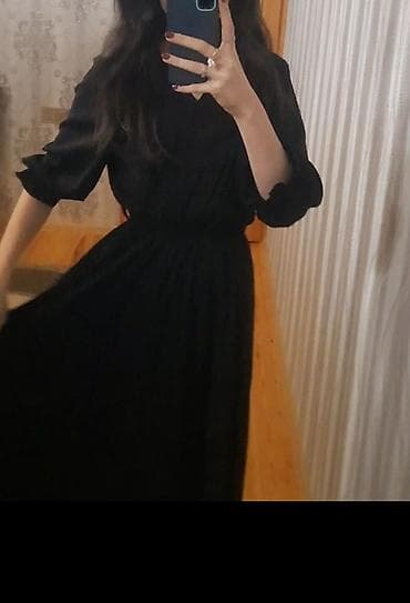 балетка новый: Qara maxi paltar - Rəng: Dərin qara - Uzunluq: Ayaq biləyinə qədər — 2