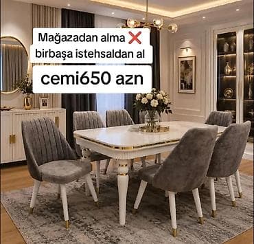 blyard stolu: Yemək otağı dəsti – zərif klassik-modern dizayn - Dəst: 1 ədəd yemək — 1