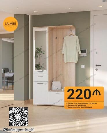 işlənmiş şkaf: Dəhliz üçün çoxfunksiyalı giriş mebeli (LA Mini – Laconic & — 1