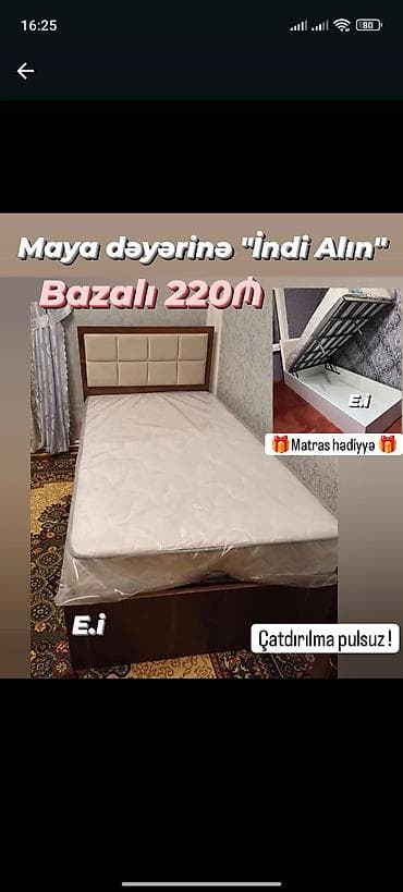 Yeni, Təknəfərlik çarpayı, Bazalı, Matras ilə, Siyirməsiz lalafo.az -da Yeni, Təknəfərlik çarpayı, Bazalı, Matras ilə, Siyirməsiz