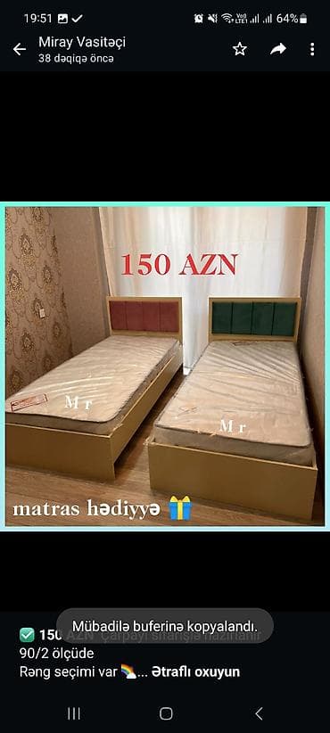 matrasi: Birnəfərlik, Bazasız, Pulsuz matras, Siyirməsiz, Mat laminat — 3