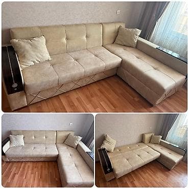 Угловой диван, Б/у, Раскладной, С подъемным механизмом, Ткань, Нет доставки — 1