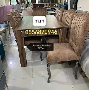 Qonaq otağı üçün, Yeni, Açılmayan, Dördbucaq masa, 6 stul — 3