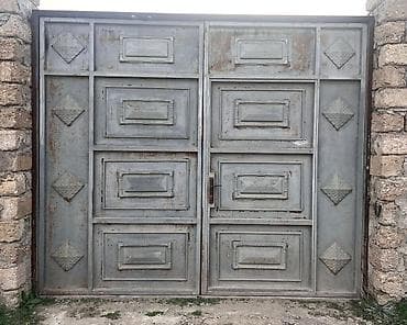 Dəmir Həyət darvazası, Yana açılan, Mexaniki, Qapı ilə, rəng - Boz