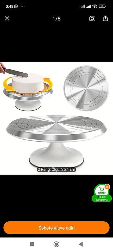 sufre: Tort və şiriniyyat qabı, rəng - Gümüşü, Metal — 2
