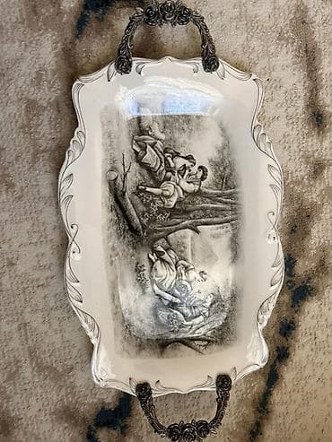 Tort və şiriniyyat qabı, rəng - Ağ, Keramika, Almaniya — 1