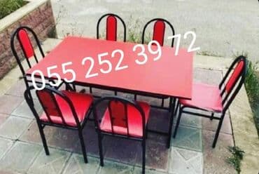 stol və stul dəstləri: Yeni, Dördbucaq masa, 6 stul, Açılmayan, Stullar ilə, Taxta, Azərbaycan — 1