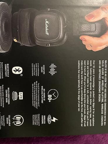 qulaqlıq jbl: İşlənmiş Simsiz (Bluetooth) Qulaqcıqlar, Marshall, rəng - Qara — 4