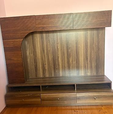 ceks tv: TV stendi və media divarı - Material: ağac teksturalı laminat/MDF — 2