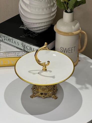 tort qab: Tort və şiriniyyat qabı, rəng - Ağ, Farfor, Türkiyə — 3