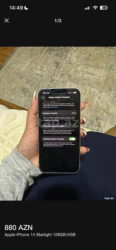 iphone 11 pro max qiymet: IPhone 14, 128 GB, Starlight — 3