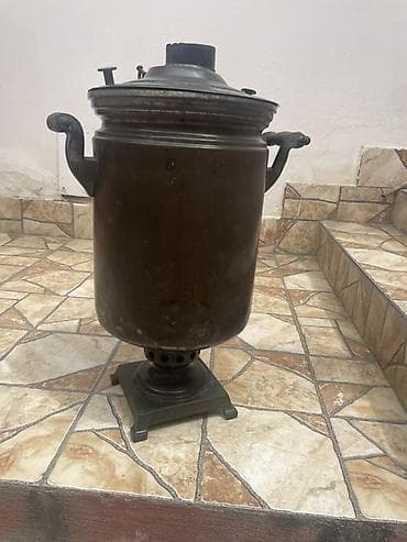 dəm caydan: Klassik kömür/odun samovarı - Material: qalın metaldən (mis/bronz — 4