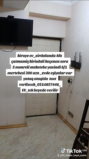 Kiraye ev_xirdalanda Afa çatmamiş kirisdali keçenen sora 5 nomreli