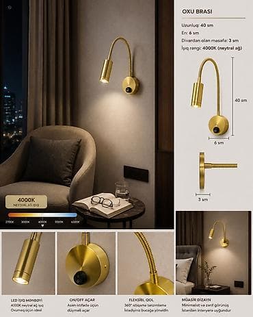 saatlar divar: OXU BRASI – divar üçün LED oxu lampası - İşıq mənbəyi: LED - İşıq — 4