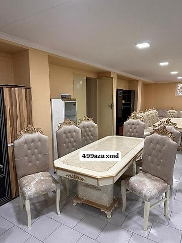 Qonaq otağı üçün, Yeni, Açılmayan, Dördbucaq masa, 6 stul