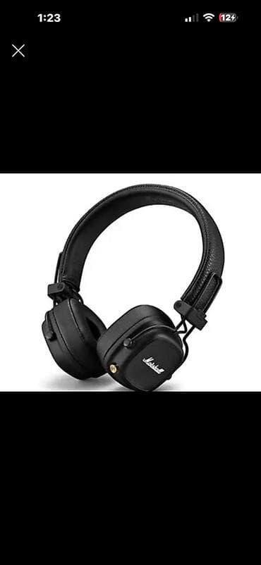 bluetooth qulaq: Marshall on-ear simsiz qulaqlıq - Dizayn: Qara rəng, kompakt kvadrat — 1