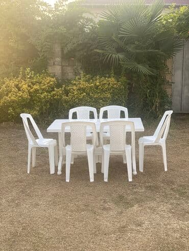 Yelləncəklər: Yeni, Dördbucaq masa, 6 stul, Açılan, Stullar ilə, Plastik, Azərbaycan — 2