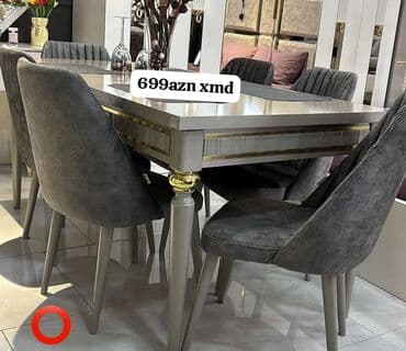 Qonaq otağı üçün, Yeni, Açılmayan, Dördbucaq masa, 6 stul