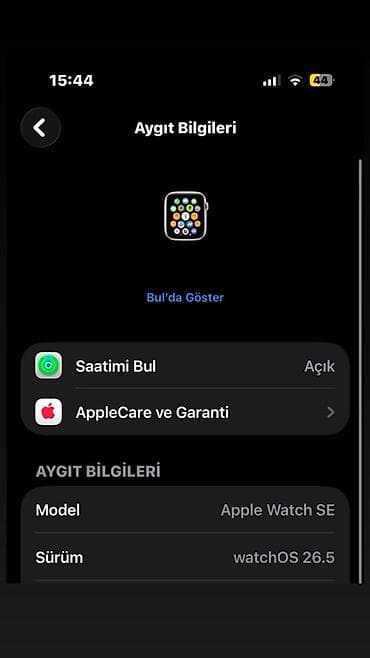 Аксессуары: - Model: Apple Watch SE - watchOS versiyası: 26.5 ZARETKA KAROPKA ve — 2
