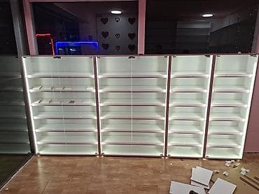 Biznes üçün avadanlıq: Şüşə qapılı vitrin rəf sistemi - 4 moduldan ibarət divar tipli vitrin — 1