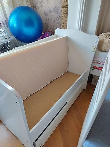 matras alti: Ağ rəngli uşaq beşiyi votsap aktivdi - Material: MDF/laminat — 4