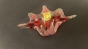 Rubín Glass Murano-üslubunda dekorativ şüşə qab - Material: qalın